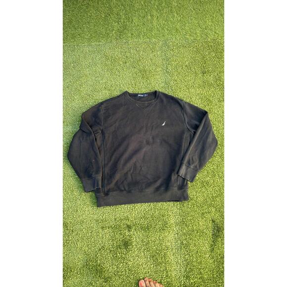 Nautica Men's Black Crew Neck Pullover Sweatshirt J-Class Logo large - Picture 1 of 3